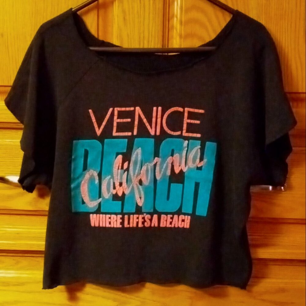 Vintage '93 Venice Muscle Beach California Women's Crop Top Sweatshirt RARE Find - Picture 2 of 10